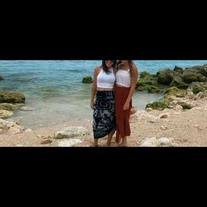 Long dark blue and white tie dye skirt size S